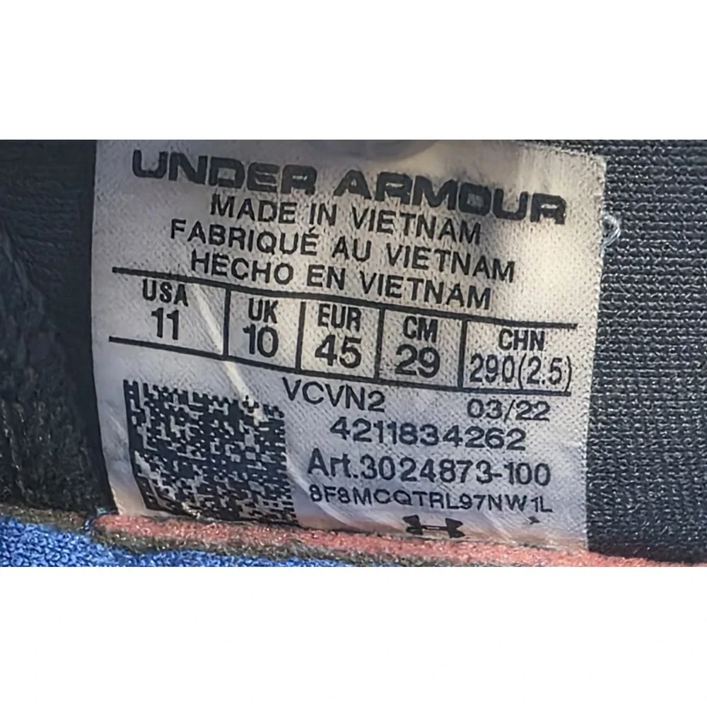 Under Armour Charged Assert Mens Size 11 Black Blue Athletic Running Shoes